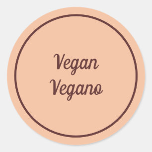 Adesivo Pêssego Bilíngue - Vegano Simples