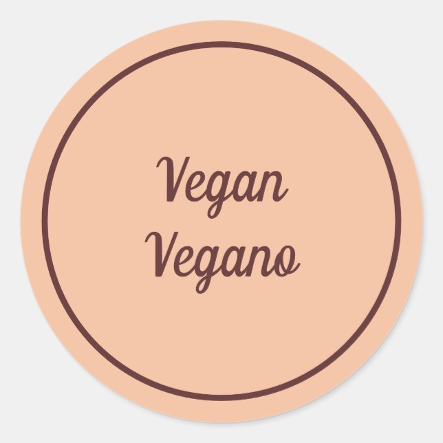 Adesivo Pêssego Bilíngue - Vegano Simples (Frente)