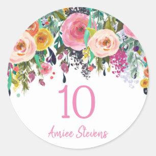 Adesivo Pêssego cor-de-rosa da flor festa de aniversário