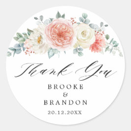 Adesivo Pêssego do Verão Pêssego Pink Floral Obrigado