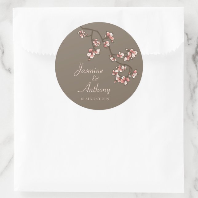 Adesivo Pêssego Rosa Blossoms Sakura Casamento Asiático Mo (Bolsa)