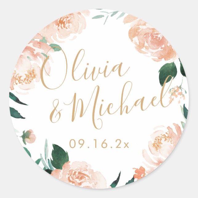 Adesivo Pessegueiro de jardim romântico casamento floral (Frente)