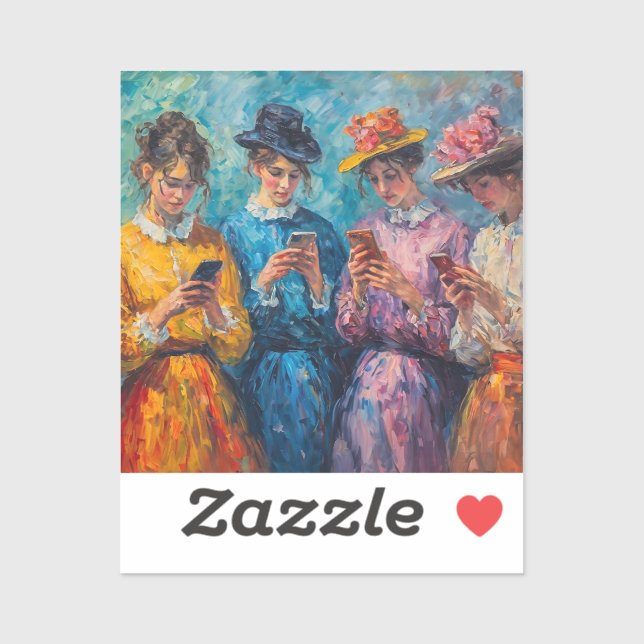 Adesivo pessoas do século 19 usando smartphones (Folha)