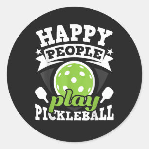 Adesivo Pessoas Felizes Jogam Pickleball - Jogador de Padd