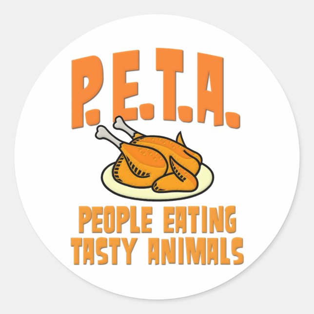 Adesivo PESSOAS PETA comendo animais desagradáveis (Frente)