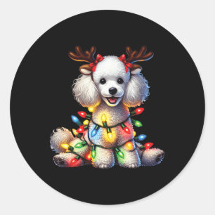 Adesivo Pet Amantes de os animais Xmas Poodle Dog Reindeer