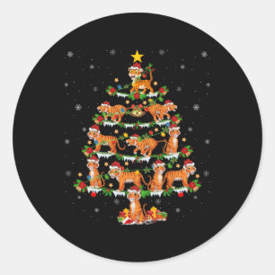 Adesivo Pet Animal Xmas Lights Papais noeis Tigre Árvore d