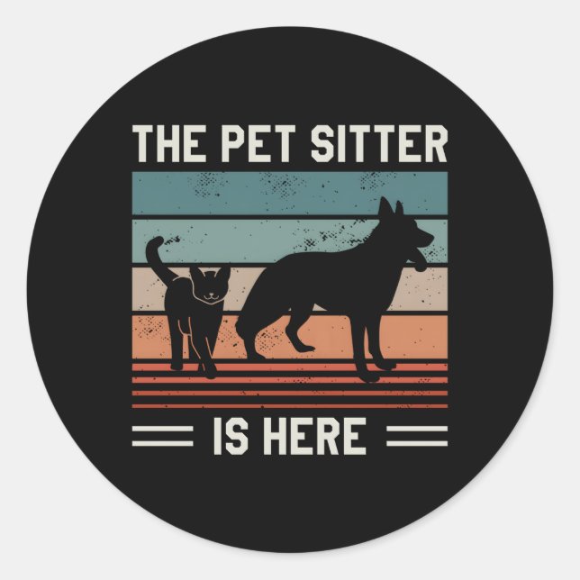 Adesivo Pet Sitter Está Aqui, Pets Sentados (Frente)