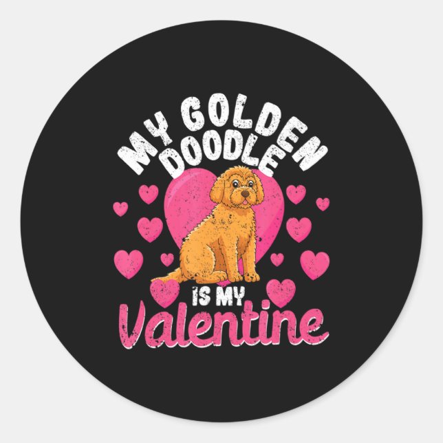 Adesivo Pet Valentines Day Dog Lover My Goldendoodle Is My (Frente)
