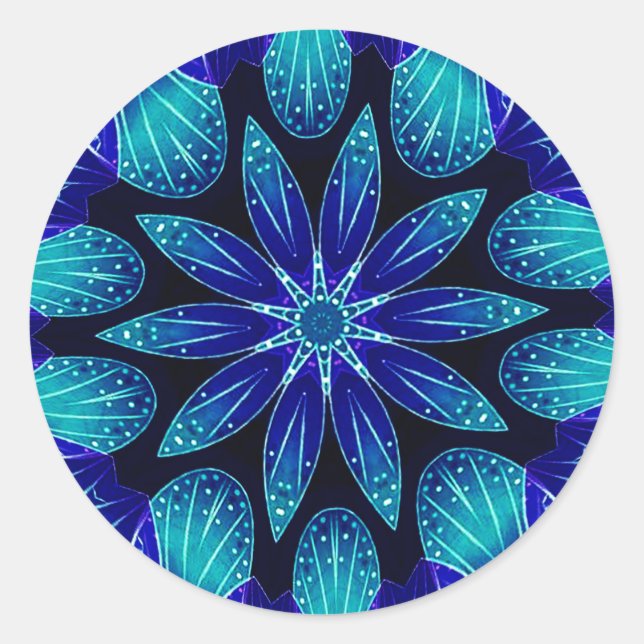 Adesivo Petais Azul e Teal Mandala (Frente)