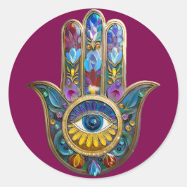 Adesivo Pétalas Coloridas Folhas Hamsa Safira Terceiro Olh