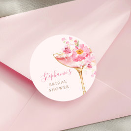 Adesivo Pétalas Cor-de-Rosa e Prosecco Floral Chá de Noiva