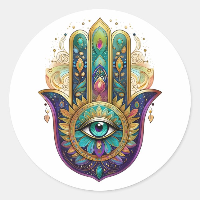 Adesivo Pétalas de Ouro Verde Violeta Hamsa Turquesa Terce (Frente)