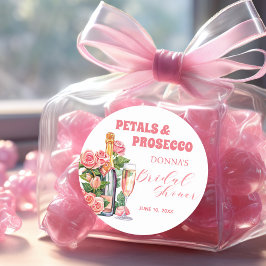 Adesivo Pétalas e Garrafa de Prosecco e Rosas Chá de Noiva