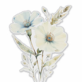 Adesivo Pétalas Sussurrantes: Flor de Azul Suave e Creme
