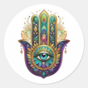 Adesivo Pétalas Violeta Verde Dourado Hamsa Turquesa Terce