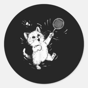 Adesivo Peteca de Badminton Divertida Gato Fofo Jogador de