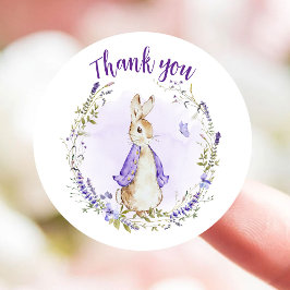 Adesivo Peter Rabbit Purple Chá de fraldas Obrigado