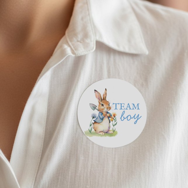 Adesivo Peter Rabbit Team Boy Gender Reveal (Team Boy Peter Rabbit storybook themed gender reveal voting guest labels)