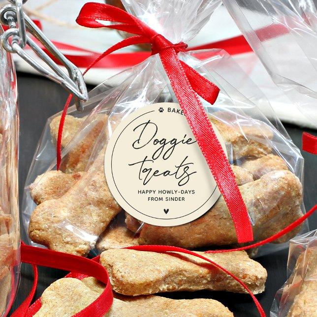 Adesivo Petiscos Caseiros Modernos para Cachorros (Modern Homemade Doggie Treats Classic Round Sticker)