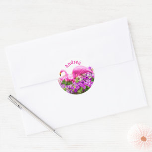 Adesivo Petúnia de Flamingo Rosa Arte Adicionar Texto Pers