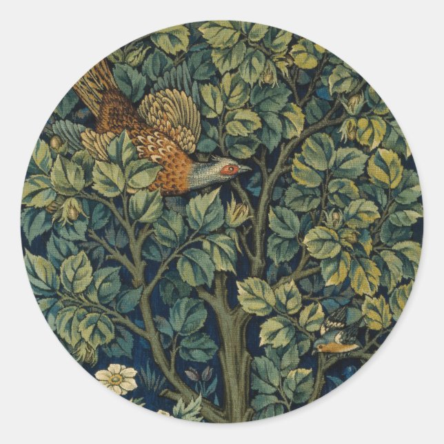 Adesivo Pheasant Pássaro Árvore Floresta William Morris (Frente)