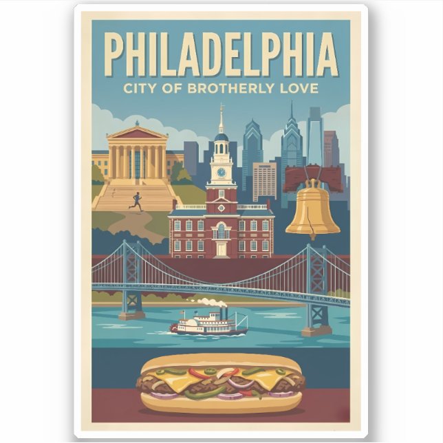 Adesivo Philadelphia Pennsylvania Culture Illustration Art (Frente)