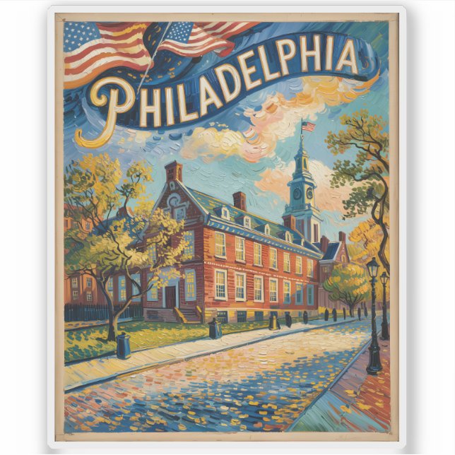 Adesivo Philadelphia Pennsylvania US Retro Van Gogh Travel (Frente)