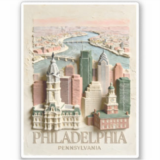 Adesivo Philadelphia Skyline Modern Textured Cityscape