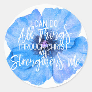 Adesivo Philippians 4:13 Belo Design de Flor Azul