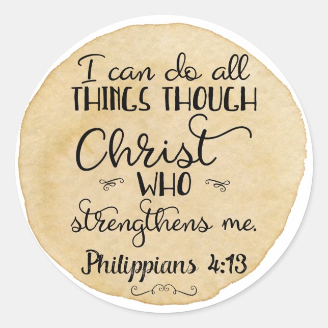 Adesivo Philippians 4:13 Bíblia Christian Stickers Dourado (Frente)