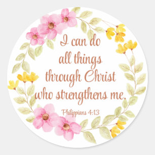 Adesivo Philippians 4:13 Escritura Floral Cor-de-Rosa e Am