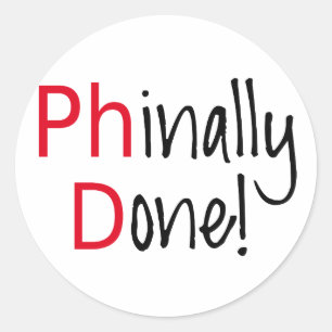 Adesivo Phinally feito, formando do PhD, presente da