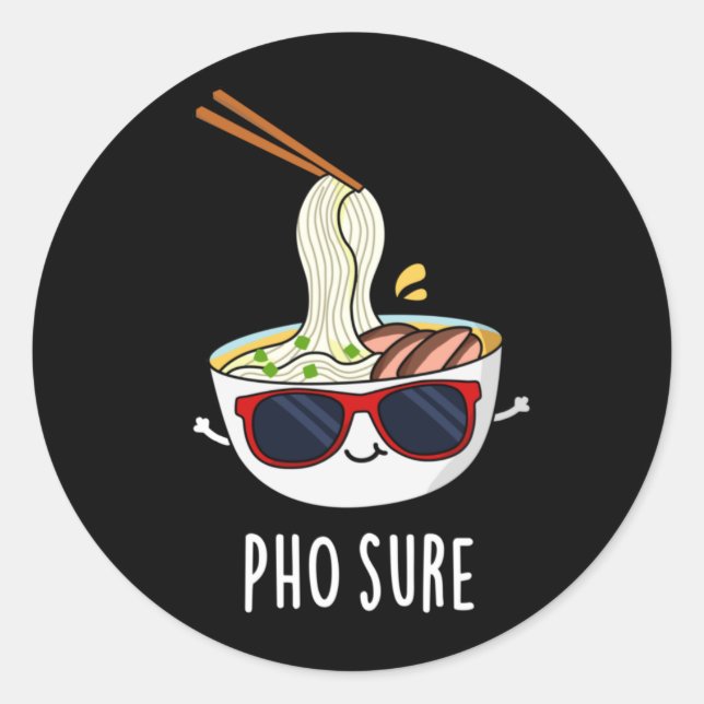 Adesivo Pho Claro Engraçado Pho Soup Noodle Pun Dark BG (Frente)