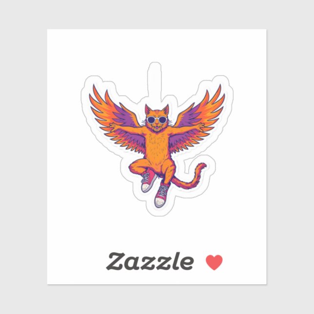Adesivo Phoenix Cat Sticker – Cute Magical Fire Kitty (Folha)