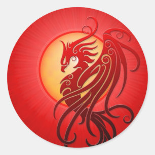 Adesivo Phoenix tribal vermelho