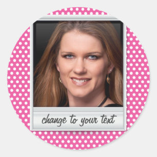 Adesivo photoframe no polkadot branco & cor-de-rosa