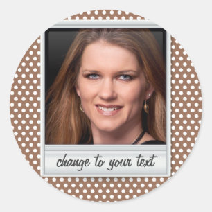 Adesivo photoframe no polkadot branco & marrom