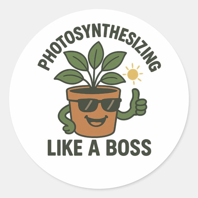 Adesivo Photosynthesising Like A Boss Round Sticker (Frente)