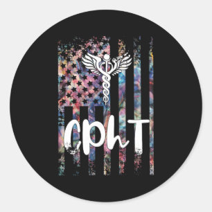 Adesivo Pht USA Flag Certificado Pharmacy Technician Pharm