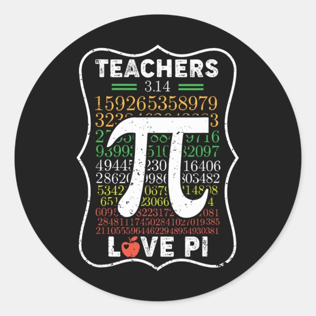 Adesivo Pi Day 3.14 Professores Adoram Pi Professores De M (Frente)