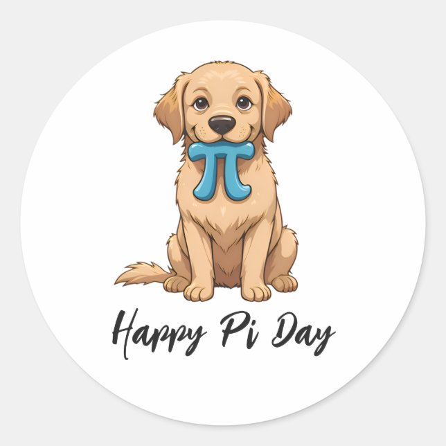 Adesivo Pi Day Dog Com Símbolo Pi | Feliz Dia Pi (Frente)