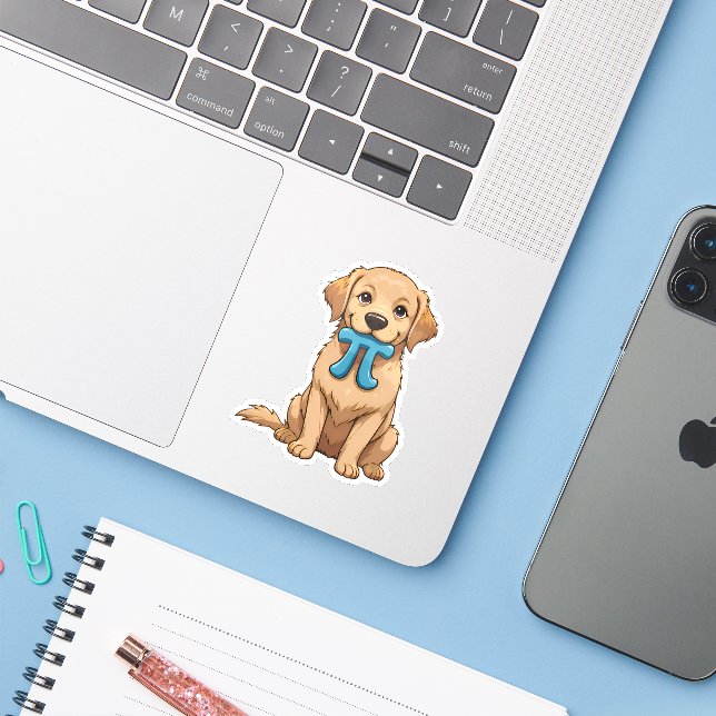 Adesivo Pi Day Dog Com Símbolo Pi | Feliz Dia Pi (Notebook com iPhone)