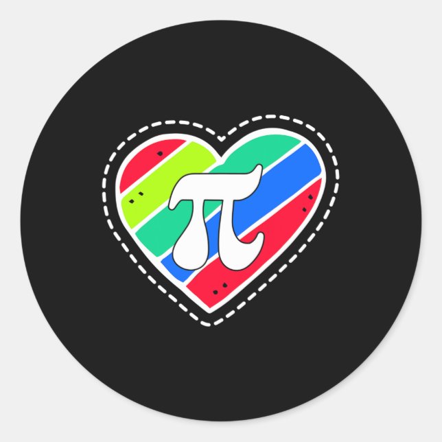 Adesivo Pi Day Rainbow Hearts Math Teacher Gift (Frente)