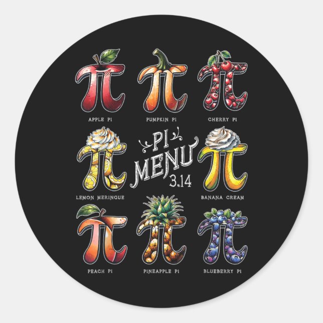 Adesivo Pi Menu Pi Dia 3.14 Professores Do Menu Pie De Fru (Frente)