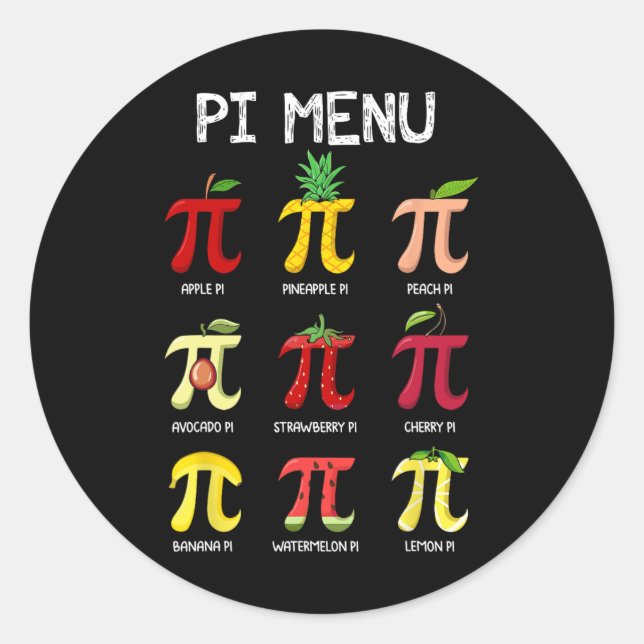 Adesivo Pi Menu Pie Math Day Mathematic Professor Pi S (Frente)