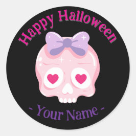 Adesivo Pia Preta Personalizada, Cor-de-rosa e crânio roxo