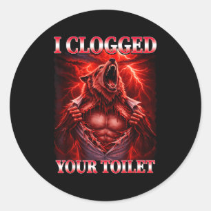 Adesivo Piada de vaso sanitário entupido meme alpha wolf b