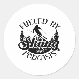Adesivo Piada Engraçada, Alimentada Por Skiing E Podcasts