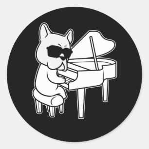 Adesivo Pianista Cachorro Com Piano